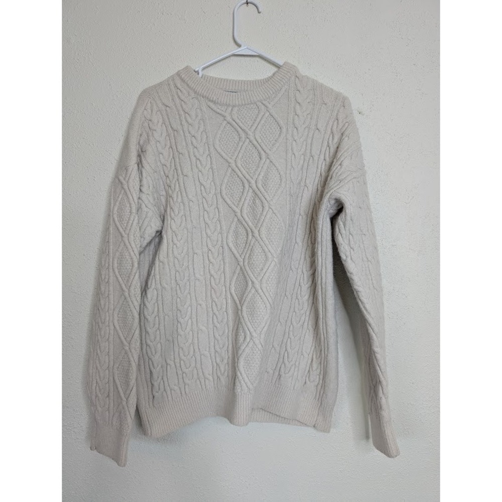 Aelfric Eden Fisherman Sweater Womens Small Cream Cable Knit Jumper Chunky Ivory